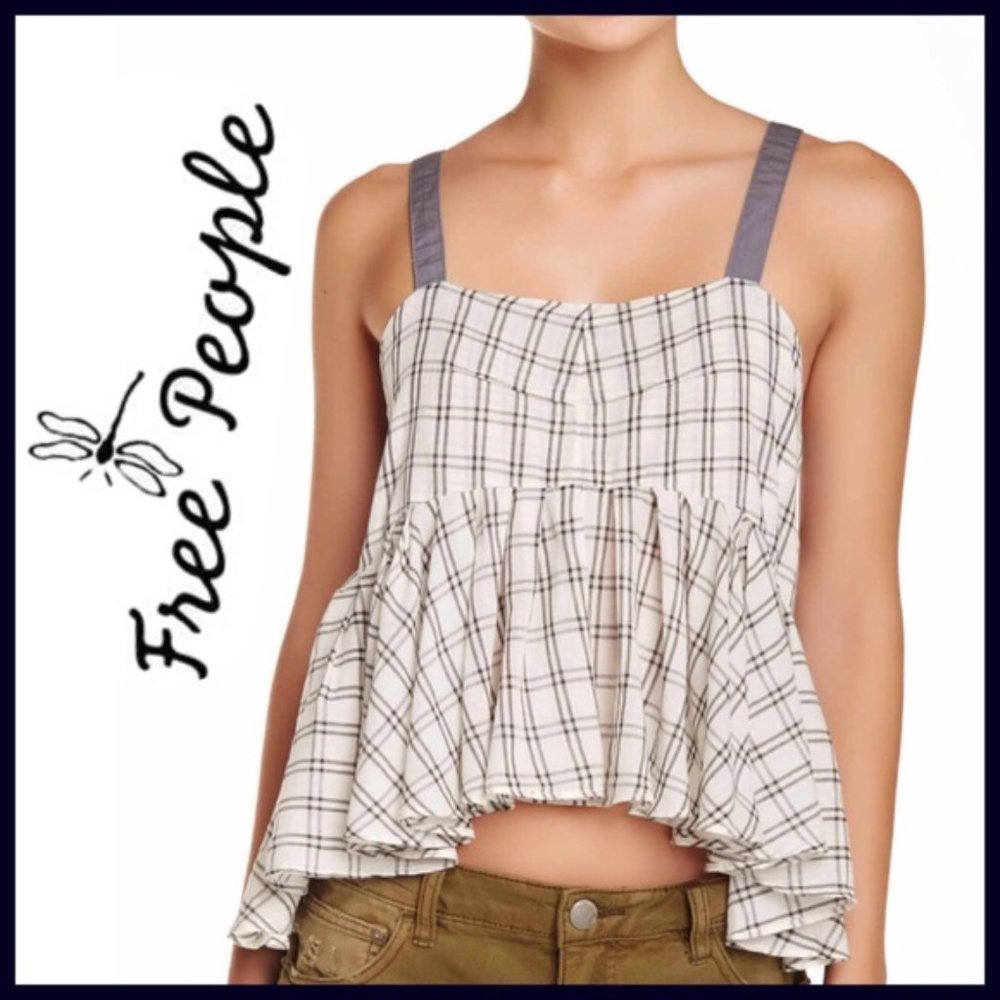 Free People Lola's Windowpane Plaid Crop Top